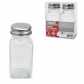 Набор для специй 2*80 мл, CLASSIC, солонка+перечница, стекло/сталь, WEGLA (ВЕГЛА), 700226