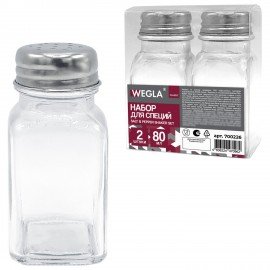 Набор для специй 2*80 мл, CLASSIC, солонка+перечница, стекло/сталь, WEGLA (ВЕГЛА), 700226