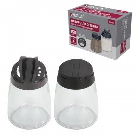 Набор для специй 2*150 мл, MAXI, солонка+перечница, стекло/пластик, WEGLA (ВЕГЛА), 700228