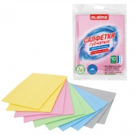 Салфетки губчатые для уборки кухни 15 х 18 см ЦЕЛЛЮЛОЗНЫЕ, КОМПЛЕКТ 10 штук, цветные, LAIMA, 700269
