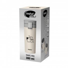 Термокружка 380 мл JOYLUX CLASSIC CAT, нержавеющая сталь SUS304, бежевый с принтом, 700272