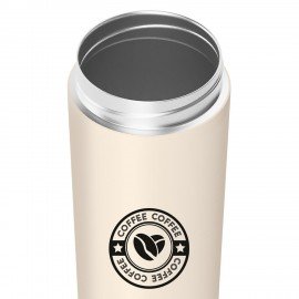 Термокружка 380 мл JOYLUX CLASSIC COFFEE, нержавеющая сталь SUS304, бежевый с принтом, 700273