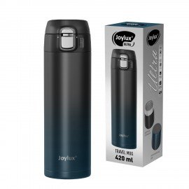 Термокружка 420 мл JOYLUX ULTRA GRADIENT, нержавеющая сталь SUS304, черный/синий, 700275