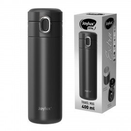 Термокружка 400 мл JOYLUX EXTRA STYLE, нержавеющая сталь SUS304, черный матовый, 700280