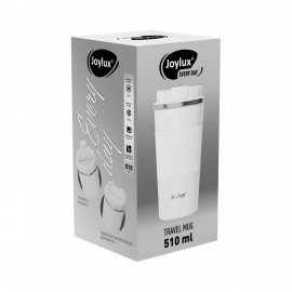 Термокружка 510 мл JOYLUX EVERY DAY, нерж. сталь SUS304, силиконовый рукав, белый матовый, 700293