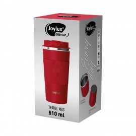Термокружка 510мл JOYLUX EVERY DAY, нерж. сталь SUS304, силиконовый рукав, красный матовый, 700294