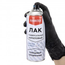 Лак-спрей акриловый универсальный глянцевый 520 мл, нетто-вес 265 грамм, RABBITEX, 700304