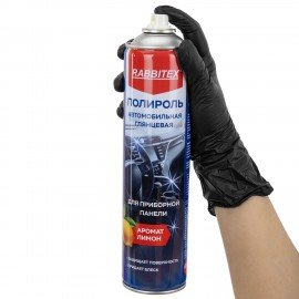 Полироль для приборной панели автомобильная 650 мл, ЛИМОН, аэрозоль с трубочкой, RABBITEX, 700305