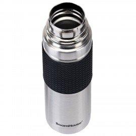 Термос 0,5л CLASSIC, нержавеющая сталь SUS304, черный силиконовый рукав, крышка/кружка, BOOMHOUSE (БумХаус), 700307