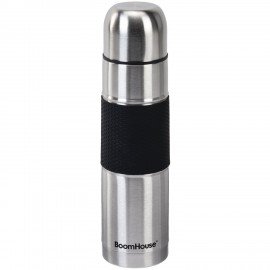 Термос 1л CLASSIC, нержавеющая сталь SUS304, черный силиконовый рукав, крышка/кружка, BOOMHOUSE (БумХаус), 700308