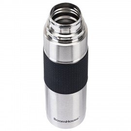 Термос 1л CLASSIC, нержавеющая сталь SUS304, черный силиконовый рукав, крышка/кружка, BOOMHOUSE (БумХаус), 700308