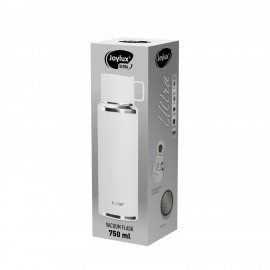 Термос 0,75 л JOYLUX ULTRA, нерж. сталь SUS316, крышка/кружка, питейник, сито, белый матовый, 700315