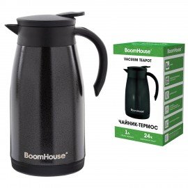 Чайник-термос 1л COFFEE BREAK, нержавеющая сталь SUS304, черный, ТЕРМОЧАЙНИК, BOOMHOUSE (БумХаус), 700328