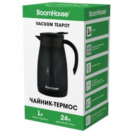 Чайник-термос 1л COFFEE BREAK, нержавеющая сталь SUS304, черный, ТЕРМОЧАЙНИК, BOOMHOUSE (БумХаус), 700328