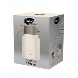Чайник-термос 1 л JOYLUX COFFEE BREAK, нержавеющая сталь SUS304, заварник/сито, бежевый матовый, 700329