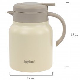 Чайник-термос 1 л JOYLUX COFFEE BREAK, нержавеющая сталь SUS304, заварник/сито, бежевый матовый, 700329