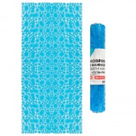 Коврик для ванны противоскользящий 88х40см, "Пузыри", прозрачно-голубой, ПВХ, присоски, PRIMILA, 700365