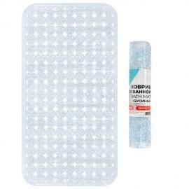 Коврик для ванны противоскользящий 70х36см, "Бусины", прозрачный, ПВХ, присоски, PRIMILA, 700366