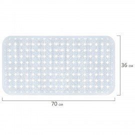 Коврик для ванны противоскользящий 70х36см, "Бусины", прозрачный, ПВХ, присоски, PRIMILA, 700366