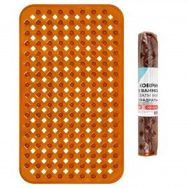 Коврик для ванны противоскользящий 70х40см, "Квадраты", прозрачно-коричневый, ПВХ, PRIMILA, 700367