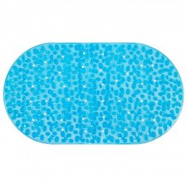 Коврик для ванны противоскользящий 69х40см, "Камешки", овальный, прозрачно-голубой, ПВХ, PRIMILA, 700368