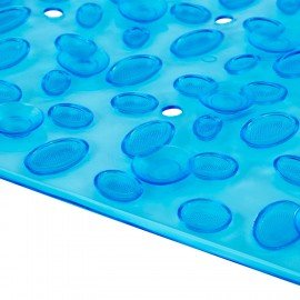 Коврик для ванны противоскользящий 69х40см, "Камешки", овальный, прозрачно-голубой, ПВХ, PRIMILA, 700368