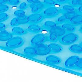 Коврик для ванны противоскользящий 69х40см, "Камешки", овальный, прозрачно-голубой, ПВХ, PRIMILA, 700368