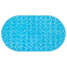 Коврик для ванны противоскользящий 69х40см, "Камешки", овальный, прозрачно-голубой, ПВХ, PRIMILA, 700368