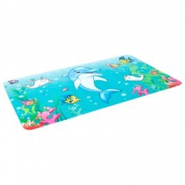 Коврик для ванны противоскользящий 70х40см с печатью "Дельфин", ПВХ, присоски, PRIMILA, 700370