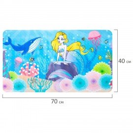 Коврик для ванны противоскользящий 70х40см с печатью "Русалка", ПВХ, присоски, PRIMILA, 700371