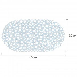 Коврик для ванны противоскользящий 69х35см, "Кольца", овальный, прозрачный, ПВХ, PRIMILA, 700372