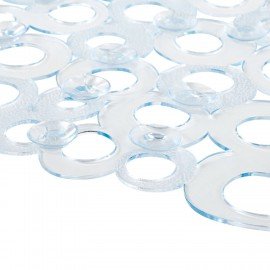 Коврик для ванны противоскользящий 69х35см, "Кольца", овальный, прозрачный, ПВХ, PRIMILA, 700372