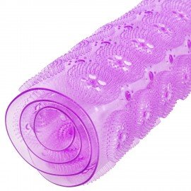 Коврик для ванны противоскользящий 71х38см, массажный, "Цветы", прозрачно-фиолетовый, ПВХ, PRIMILA, 700373