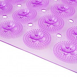 Коврик для ванны противоскользящий 71х38см, массажный, "Цветы", прозрачно-фиолетовый, ПВХ, PRIMILA, 700373