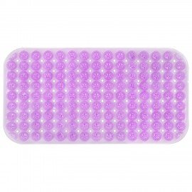 Коврик для ванны противоскользящий 71х38см, массажный, "Цветы", прозрачно-фиолетовый, ПВХ, PRIMILA, 700373