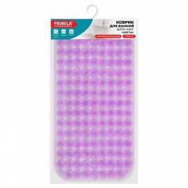 Коврик для ванны противоскользящий 71х38см, массажный, "Цветы", прозрачно-фиолетовый, ПВХ, PRIMILA, 700373