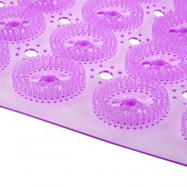 Коврик для ванны противоскользящий 71х38см, массажный, "Цветы", прозрачно-фиолетовый, ПВХ, PRIMILA, 700373