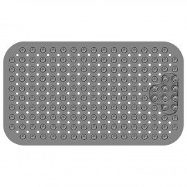 Коврик для ванны противоскользящий с теркой для ступней 70х40см, серый, ПВХ, присоски, PRIMILA 700374