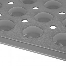 Коврик для ванны противоскользящий с теркой для ступней 70х40см, серый, ПВХ, присоски, PRIMILA 700374