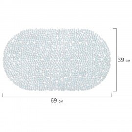 Коврик для ванны противоскользящий 69х39см, "Капли", овальный, прозрачный, ПВХ, PRIMILA, 700375