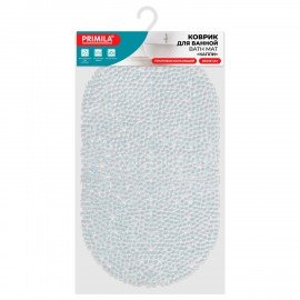 Коврик для ванны противоскользящий 69х39см, "Капли", овальный, прозрачный, ПВХ, PRIMILA, 700375