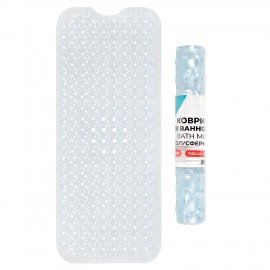 Коврик для ванны противоскользящий 100х40см, "Полусферы", прозрачный, ПВХ, присоски, PRIMILA, 700376