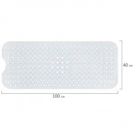 Коврик для ванны противоскользящий 100х40см, "Полусферы", прозрачный, ПВХ, присоски, PRIMILA, 700376