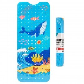 Коврик для ванны противоскользящий 100х40см с печатью "Кит", ПВХ, присоски, PRIMILA, 700377