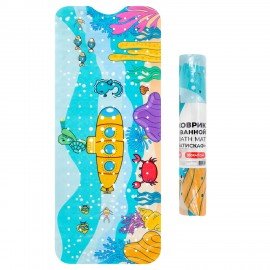 Коврик для ванны противоскользящий 100х40см с рисунком "Батискаф", ПВХ, присоски, PRIMILA, 700378