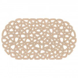 Коврик для ванны противоскользящий 68х37см, "Треугольники", овальный, бежевый, ПВХ, PRIMILA, 700380