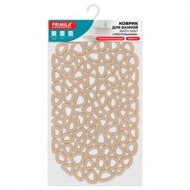 Коврик для ванны противоскользящий 68х37см, "Треугольники", овальный, бежевый, ПВХ, PRIMILA, 700380