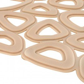 Коврик для ванны противоскользящий 68х37см, "Треугольники", овальный, бежевый, ПВХ, PRIMILA, 700380