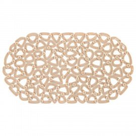 Коврик для ванны противоскользящий 68х37см, "Треугольники", овальный, бежевый, ПВХ, PRIMILA, 700380