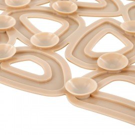 Коврик для ванны противоскользящий 68х37см, "Треугольники", овальный, бежевый, ПВХ, PRIMILA, 700380